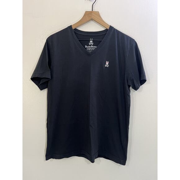 Psycho Bunny Mens Short Sleeve V Neck T-Shirt 4 Logo Classic Luxe Pima Cotton - Picture 1 of 13